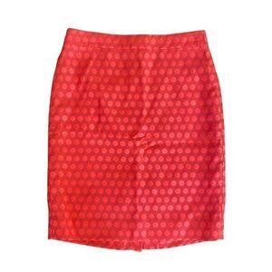 J Crew Polka Dot Pencil‎ Skirt Womens 2 Pink Orange Lined